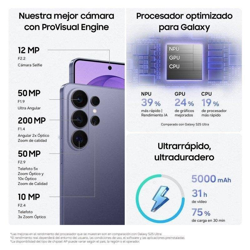 Samsung Galaxy S26 Ultra 5G 16GB 1TB 6.9" Violeta Cobalto